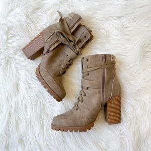 Never worn combat heel boots